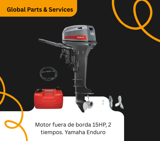Motor fuera de borda 15HP, 2 tiempos. Yamaha Enduro Eje largo